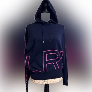 Ralph Lauren Navy Cropped Hoodie with Pink Accents